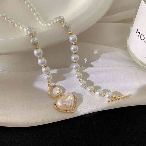 Imitation Pearls Collar Vinatge simulated Pearl Pendant Neck