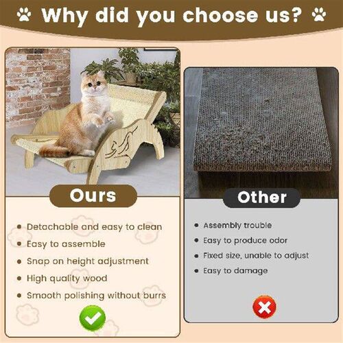 Cat Hammock Bed Adjustable Elevated Pet Wooden Chair