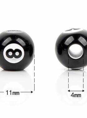 30pcs Acrylic Big Hole Billiards Black 8 Word Ball Beads For