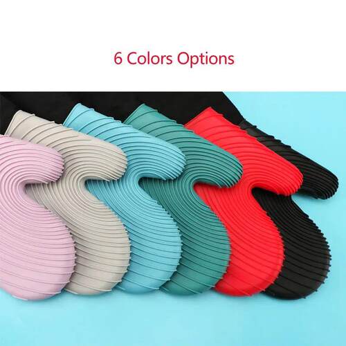 Heat Slip Resistant Silicone Oven Mitts Set, Soft Polyester