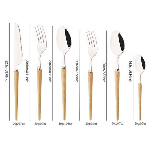 4/5/6Pcs Wooden Handle Dinnerware Cutlery Set 304 Stainless