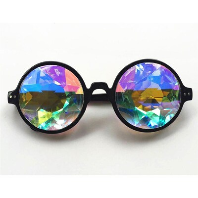 1pcs Clear Round Glasses Kaleidoscope Eyewears Crystal Lens