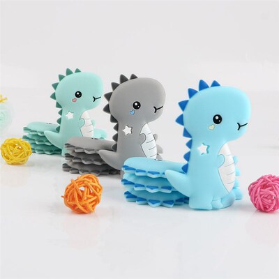Kovict 1pc Cartoon Animal Dinosaur Baby Silicone Teether Rod