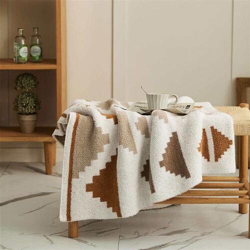 Ruijing Textile Blanket Geometric Half-side Fleece Knitted B