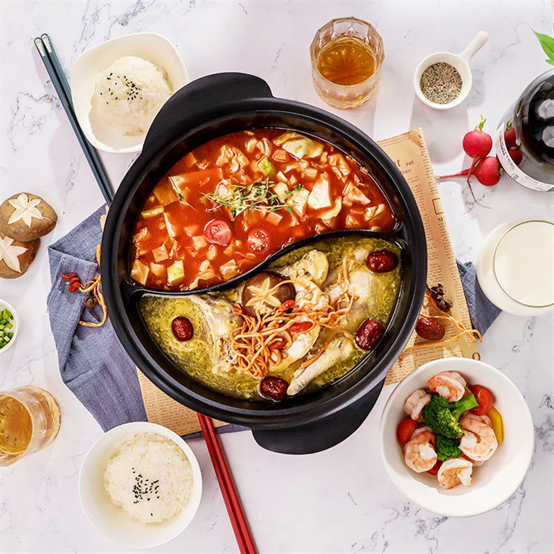 米技30CM鸳鸯锅米技电陶炉专用不粘锅电磁炉火锅涮羊肉锅具
