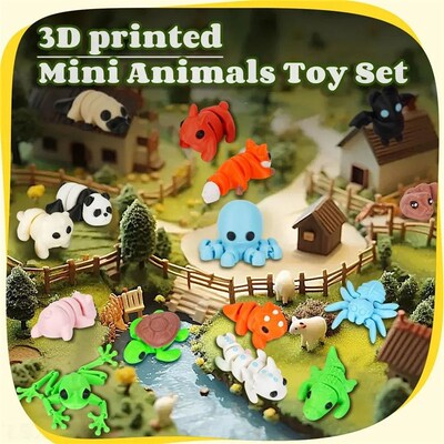 21Pcs Random 3D Printed Cute Small Creative Animal Figures