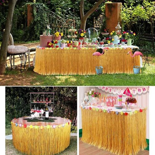 Straw Table Skirt Hawaiian Tiki Moana Themed Party Suitable