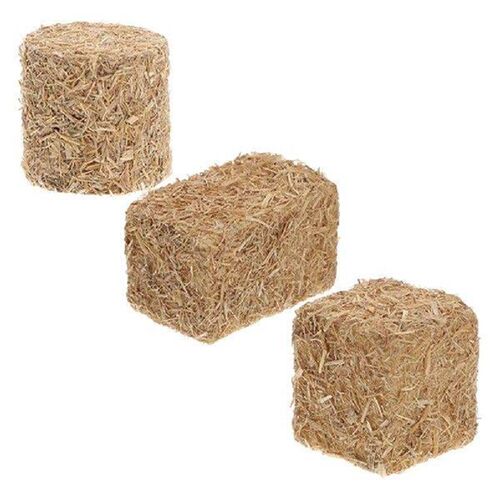 3 Pcs Mini Haystack Model Bales for Decoration Straw Khaki