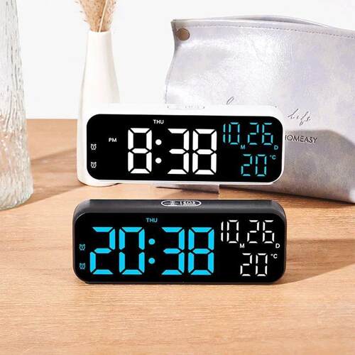 LED Digital Clock Temperature Date Week Display Desktop Cloc