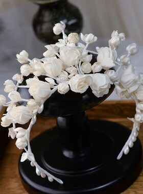 Beige Floral Flower Brides Tiaras Headpieces with Earring  S