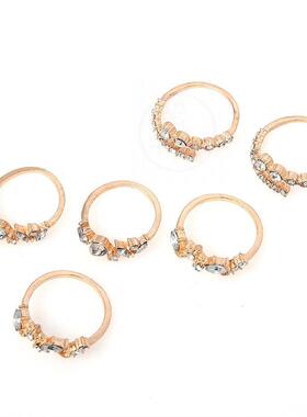6-Piece ring set  alloy full diamond  one size in autumn an