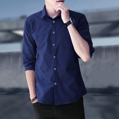 Spring and Summer Mens Long-sleeved Shirt Mens Casual Oxfo
