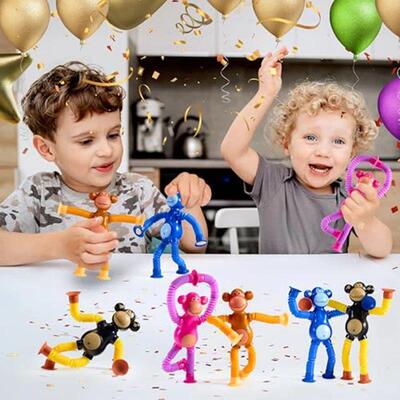 Suction Cup Monkey Pop Tubes Fidget Toys Decompression Stret
