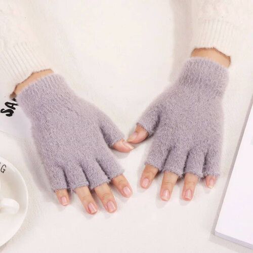 Winter Warm Knit Gloves Half Finger Men Women Thermal Gloves