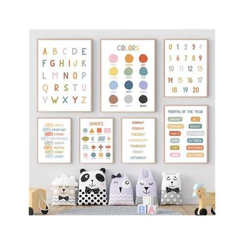 English Education Poster Alphabet Art Kids Classroom Decor
