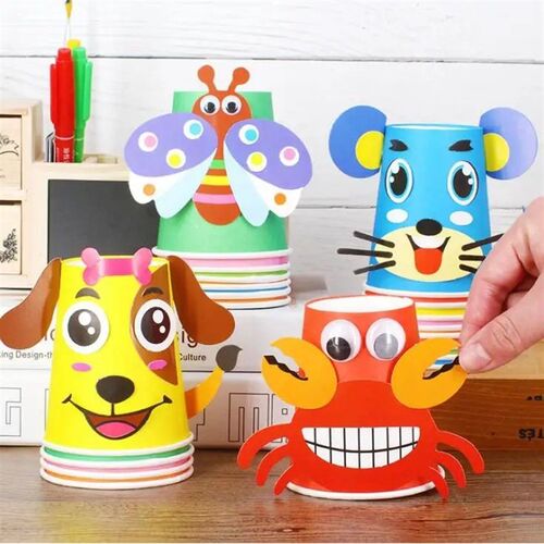 12pcs Children 3D DIY handmade Paper Cups er Material Kit Wh
