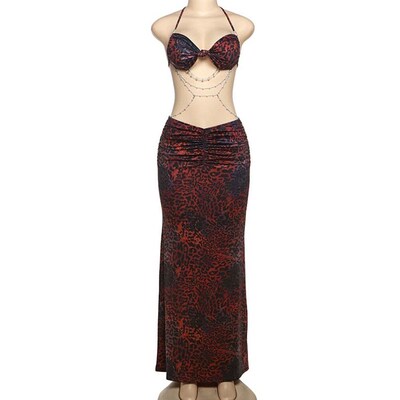 kliou Pearl Splice Stunning Dresses Women Sexy Tie Dye Tasse
