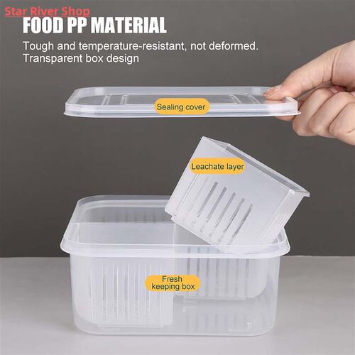 Drain Sealed Container Crisper Fridge Storage Boxes for Ging