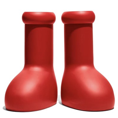 Women Boots Big Red High Boots Internet Celebrity Round Toe