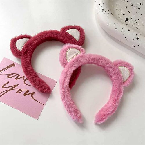 Strawberry Bear Plush Hairband Womens Autumn and Winter Fac