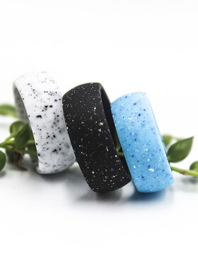 Silicone Wedding Ring For Men Marble Black White Water Sport