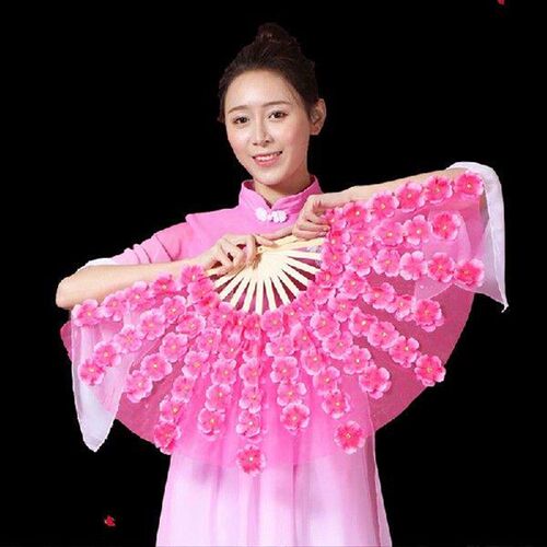 1Pcs Double Side Petals Dance Fan Peach Blossom Dance Fan