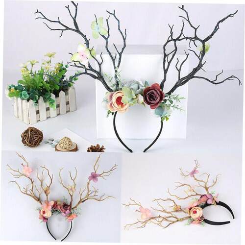 Gothic Antlers Deer Horns Branch Flower Twig Hair 1