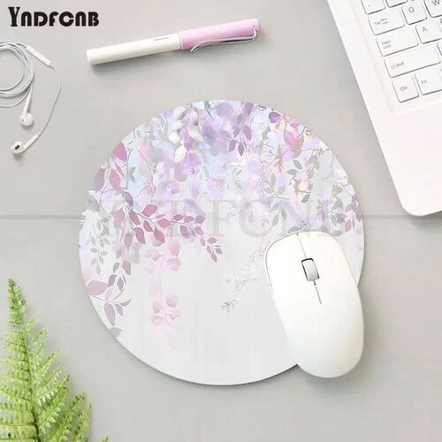 Purple Flowers Green Leaves INS Tide Round Office Computer D