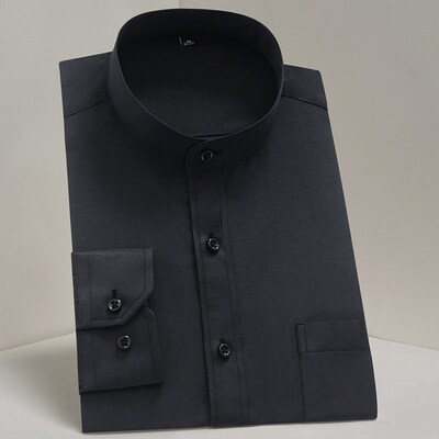 Mandarin Bussiness Formal Shirts for Men Chinease Stand Coll