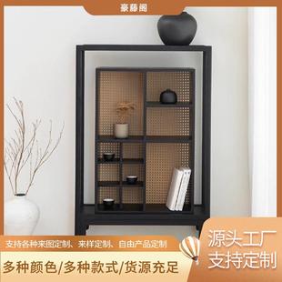 茶室摆件展示架实木藤编置物收纳展示茶杯茶宠架挂墙多宝格博古架