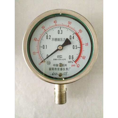 杭州富阳（不锈钢压力表）YBF100 0.6MPA 1.6MPA 2.5MPA