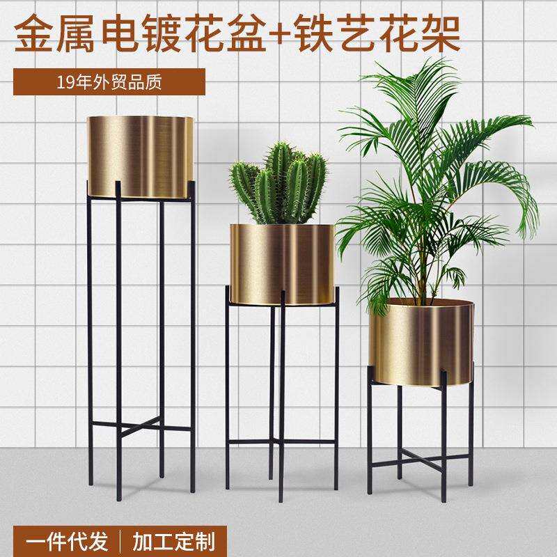 北欧花盆金色电镀金属花盆多肉花盆园艺工艺花盆厂家大小款式