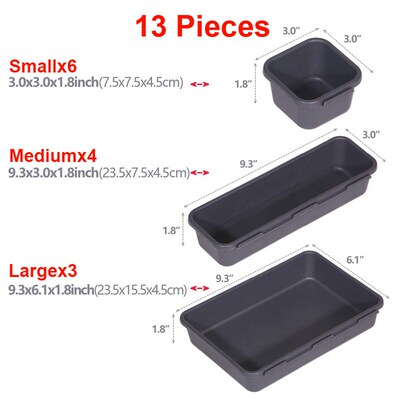 13PCs Drawer Organizers Separator for Home Office Desk Stati