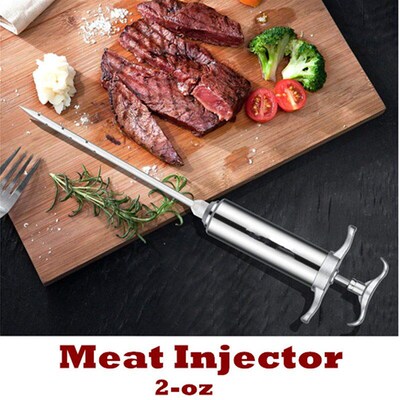 Meat Injector Syringe Kit Marinade Needles BBQ Grill Smoker