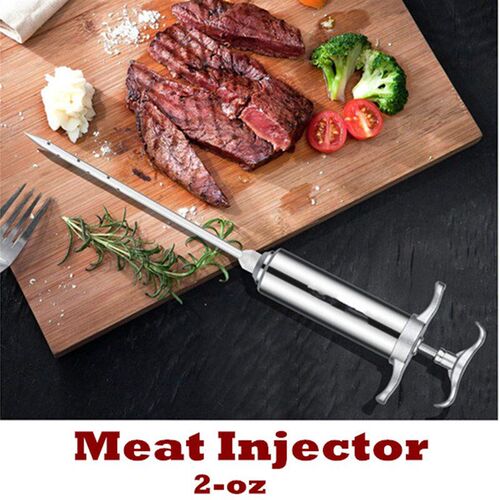 Meat Injector Syringe Kit Marinade Needles BBQ Grill Smoker