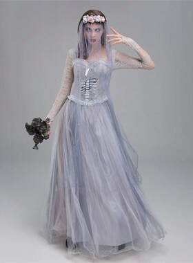 Women Halloween Dead Bride Costume Ghost Corpse Bride Corset