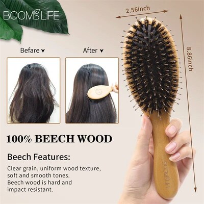 Custom Boar Bristle Hair Brush Women Hair Anti-Static Scalp