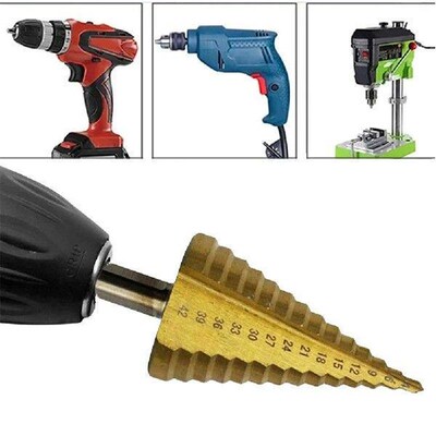 1Pcs 4-42 Mm Titanium Coated Step Drill Bit HSS Wood Metal