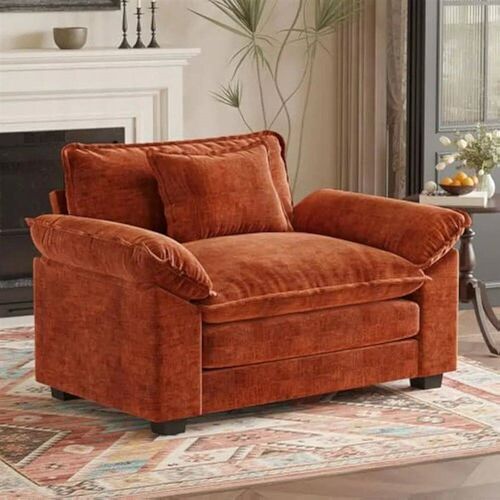 Extra Wide Chenille Accent Chair with Deep Seat and Plush Ar