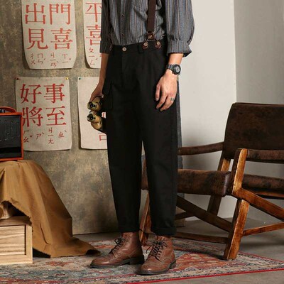 Casual Suspender Pants Mens Youth Ela- Tight Suspender Pant