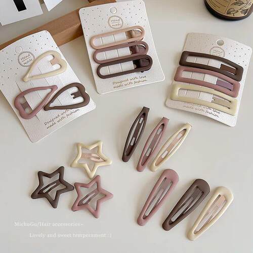 3/6 Pcs/Set Women Girls Fashion Coffee Color Geometric Stars