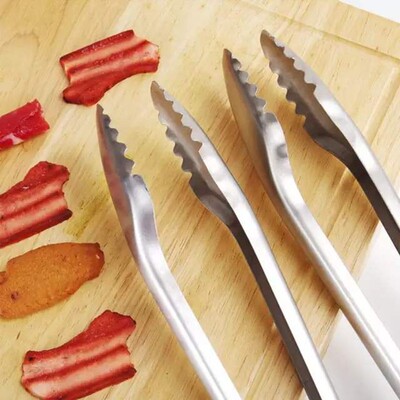 Stainless Steel BBQ Tongs Outdoor Larger Barbecue Clip Clamp