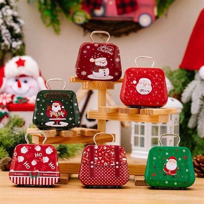 Tinplate Candies Box With Handle Creating Fetival