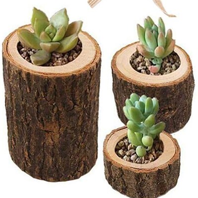 4Pcs Natural Tree Stump Candle Holder Wooden Tealight