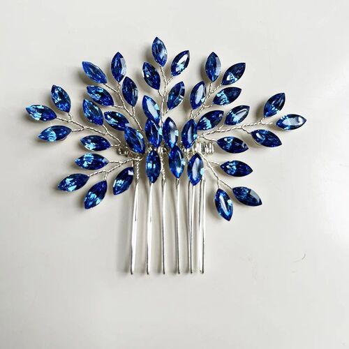 Blue Color Plant Women Hair Combs Head Decoration Ornament W
