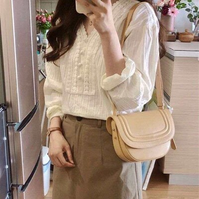 White Shirt Female Spring Inner Base Shirt Sense French Swee