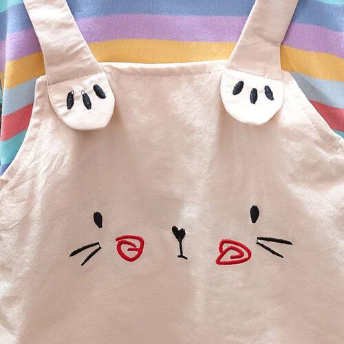 Baby Girl Dress Clothes Suspenders Striped Casual Wear Toddl