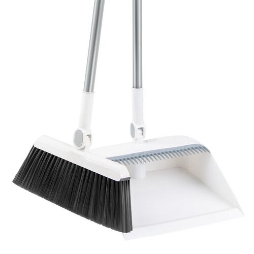 Foldable broom and dustpan combination set