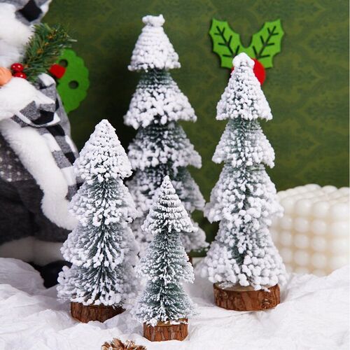New tower shaped plush snow pine tree desktop Christmas tre