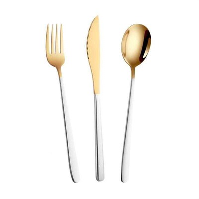 Knife, fork and spoon set of three steak plates cutlery